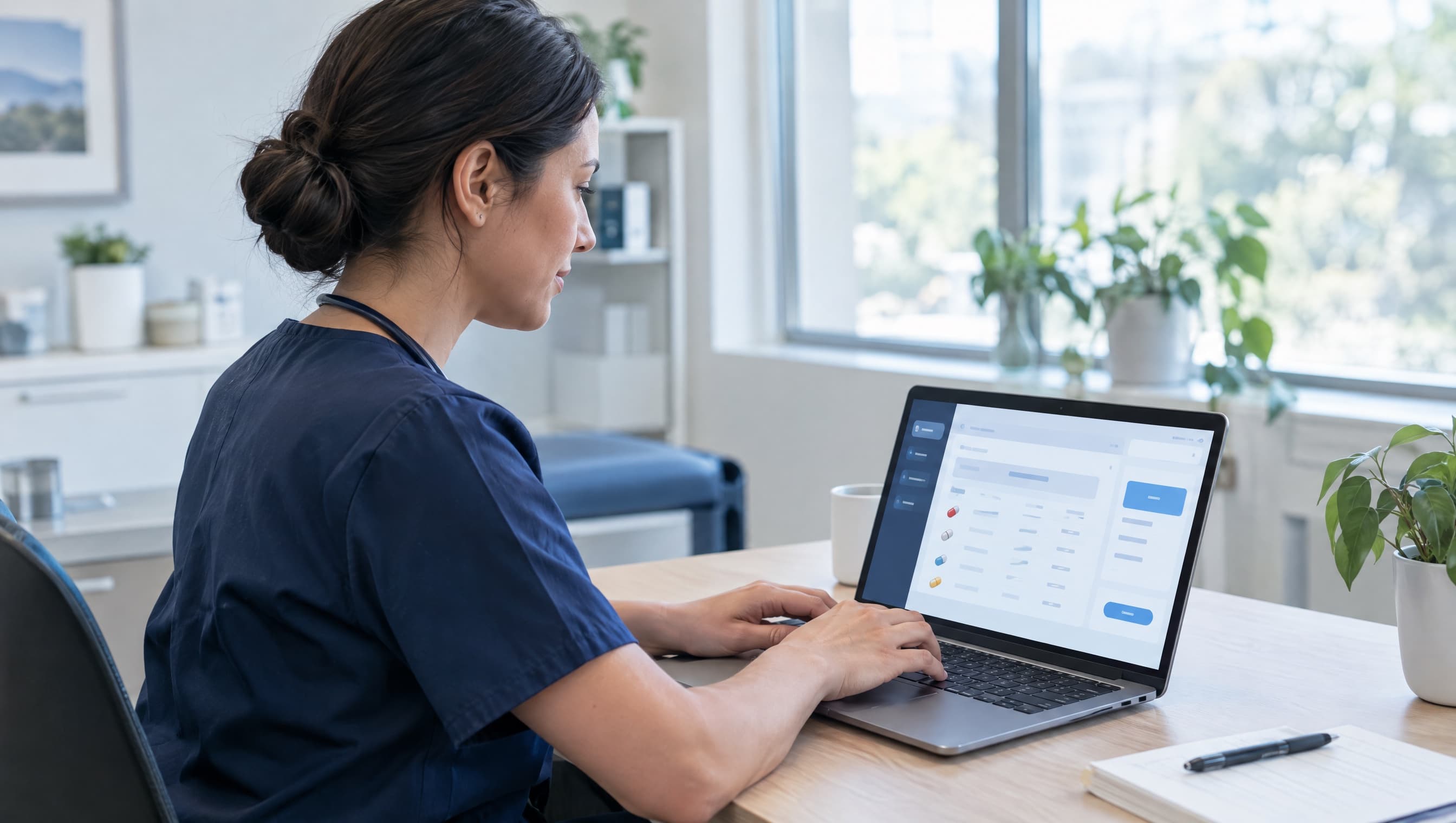Clinician placing an order on a laptop